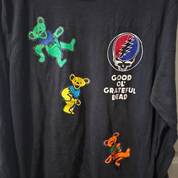 Grateful Dead Shirt Men's Long Sleeve Dancing Bears Steal Your Face Black - Picture 2 of 4